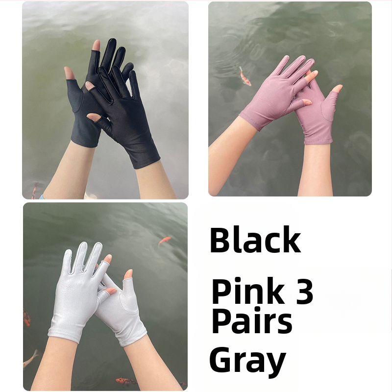 Plonos, moteriškos ledo šilko pirštinės, pavasario ir vasaros sezonui, pusės piršto ilgio, dviejų pirštų, rankų darbo, arbatos rinkimo, apsaugos nuo saulės, plonos, tiesioginio pardavimo.