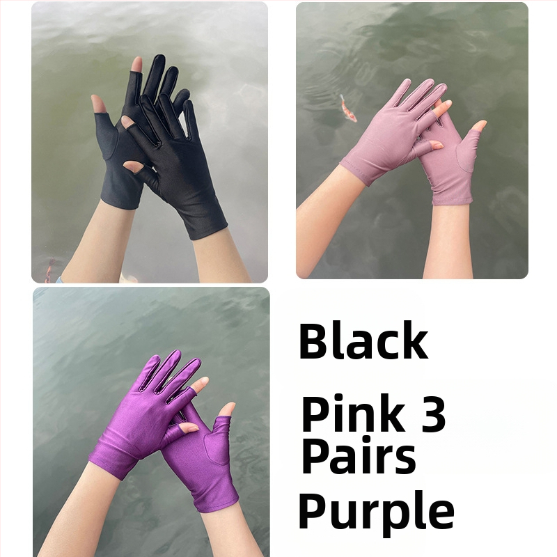 Plonos, moteriškos ledo šilko pirštinės, pavasario ir vasaros sezonui, pusės piršto ilgio, dviejų pirštų, rankų darbo, arbatos rinkimo, apsaugos nuo saulės, plonos, tiesioginio pardavimo.