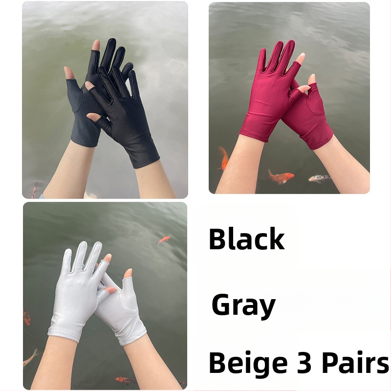 Plonos, moteriškos ledo šilko pirštinės, pavasario ir vasaros sezonui, pusės piršto ilgio, dviejų pirštų, rankų darbo, arbatos rinkimo, apsaugos nuo saulės, plonos, tiesioginio pardavimo.