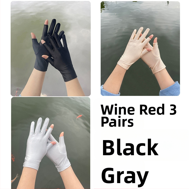 Plonos, moteriškos ledo šilko pirštinės, pavasario ir vasaros sezonui, pusės piršto ilgio, dviejų pirštų, rankų darbo, arbatos rinkimo, apsaugos nuo saulės, plonos, tiesioginio pardavimo.