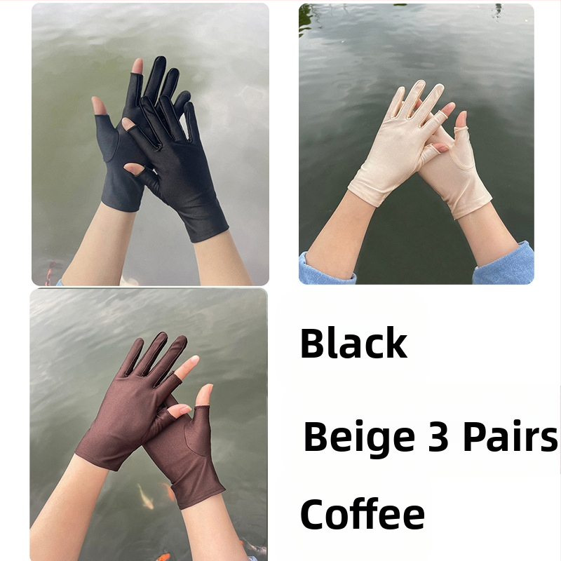 Plonos, moteriškos ledo šilko pirštinės, pavasario ir vasaros sezonui, pusės piršto ilgio, dviejų pirštų, rankų darbo, arbatos rinkimo, apsaugos nuo saulės, plonos, tiesioginio pardavimo.