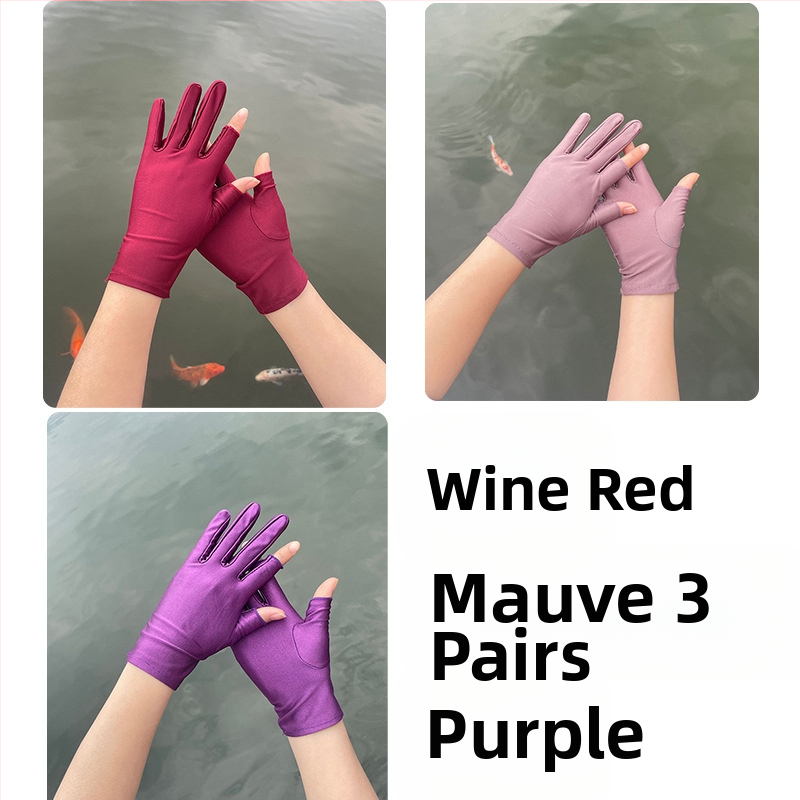 Plonos, moteriškos ledo šilko pirštinės, pavasario ir vasaros sezonui, pusės piršto ilgio, dviejų pirštų, rankų darbo, arbatos rinkimo, apsaugos nuo saulės, plonos, tiesioginio pardavimo.