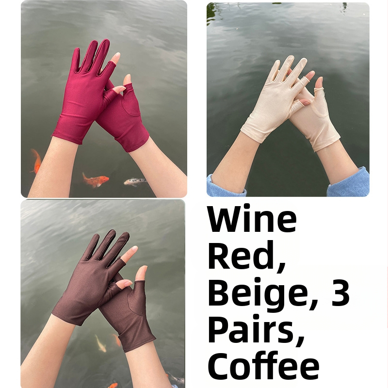 Plonos, moteriškos ledo šilko pirštinės, pavasario ir vasaros sezonui, pusės piršto ilgio, dviejų pirštų, rankų darbo, arbatos rinkimo, apsaugos nuo saulės, plonos, tiesioginio pardavimo.