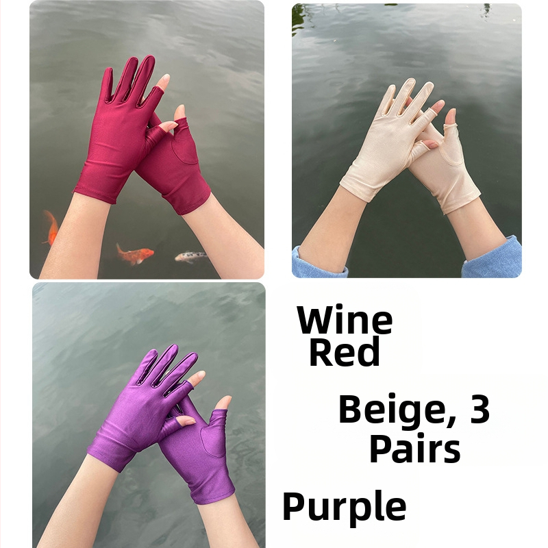 Plonos, moteriškos ledo šilko pirštinės, pavasario ir vasaros sezonui, pusės piršto ilgio, dviejų pirštų, rankų darbo, arbatos rinkimo, apsaugos nuo saulės, plonos, tiesioginio pardavimo.