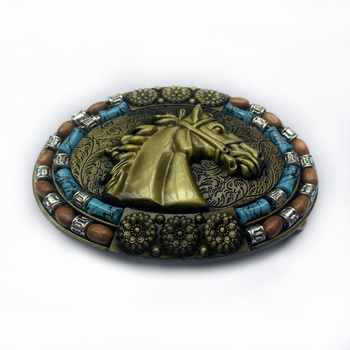 BULLZINE cinka sakausējuma rietumu džinsa zirga galvas jostas sprādze 03764-2 vintage ikdienas jostas sprādze