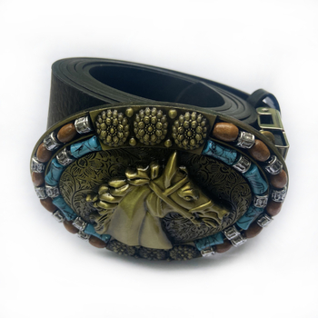 BULLZINE cinka sakausējuma rietumu džinsa zirga galvas jostas sprādze 03764-2 vintage ikdienas jostas sprādze