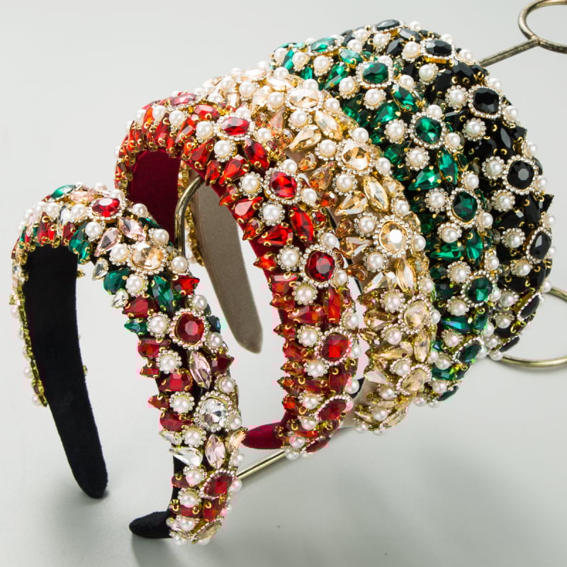 Europietiškos ir amerikietiškos retro stiliaus aksominės plaukų lankeliai, moteriški baroko stiliaus deimantiniai perlai, plataus krašto galvos juosta, „Super Flash“ kamuoliukai, plaukų aksesuarai