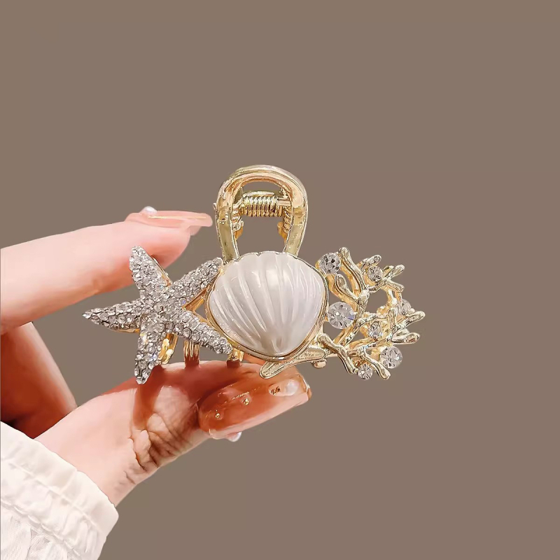 Tengeri csillag kagyló kapaszkodó női új, niche hátsó fejű, kis kapaszkodó elegáns haj cápakapocs hajtű fejdísz