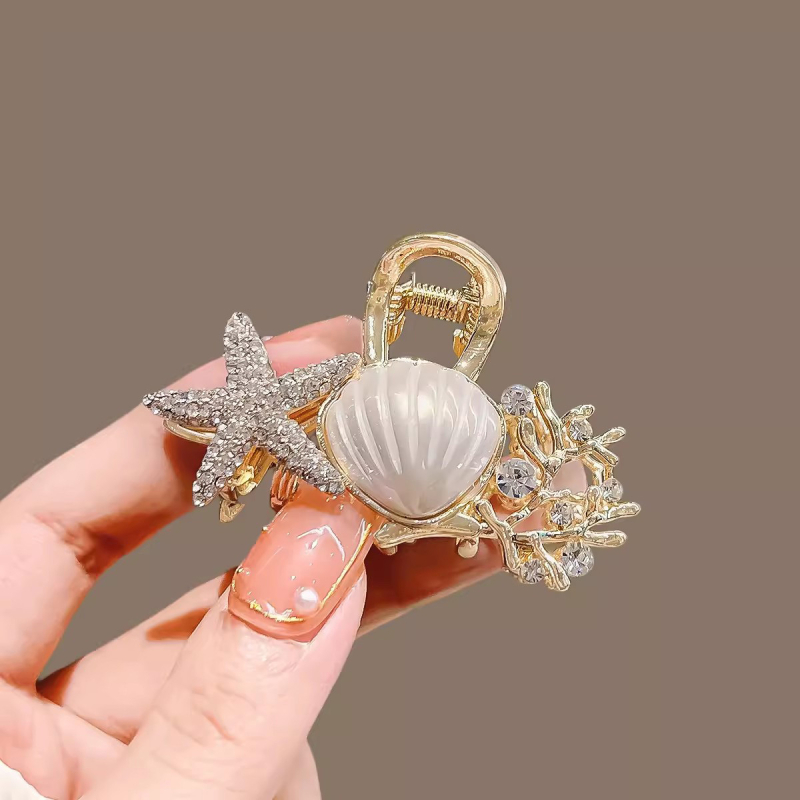 Tengeri csillag kagyló kapaszkodó női új, niche hátsó fejű, kis kapaszkodó elegáns haj cápakapocs hajtű fejdísz