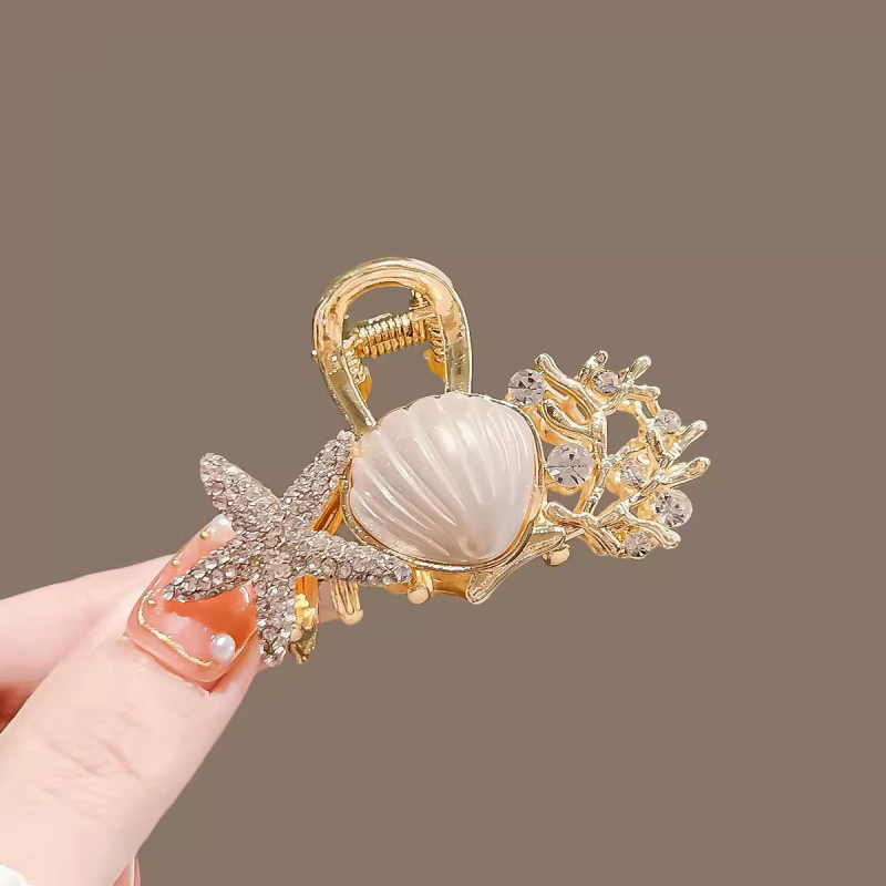 Tengeri csillag kagyló kapaszkodó női új, niche hátsó fejű, kis kapaszkodó elegáns haj cápakapocs hajtű fejdísz