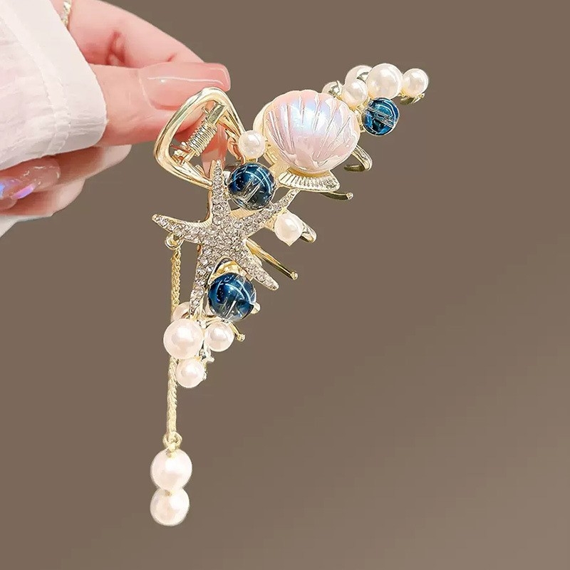 Tengeri csillag kagyló kapaszkodó női új, niche hátsó fejű, kis kapaszkodó elegáns haj cápakapocs hajtű fejdísz