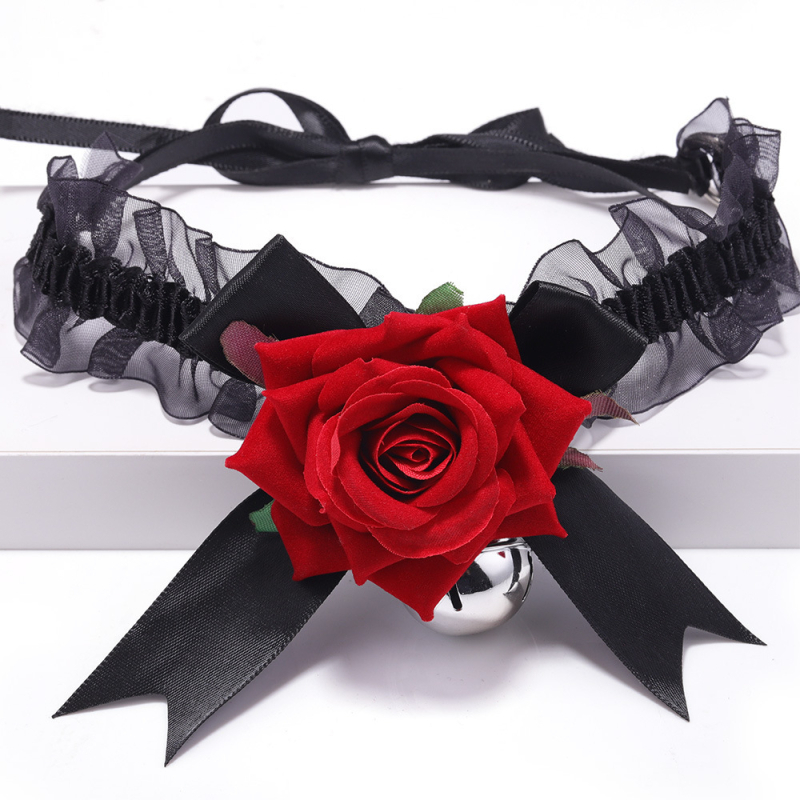 Határokon átnyúló új nyakkiegészítők Cos Red Rose Choker kiváló minőségű nyaklánc gallér nyaklánc nőknek