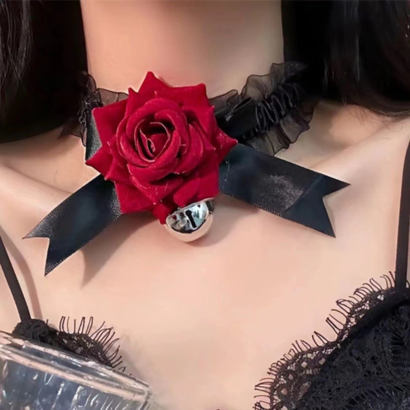 Határokon átnyúló új nyakkiegészítők Cos Red Rose Choker kiváló minőségű nyaklánc gallér nyaklánc nőknek