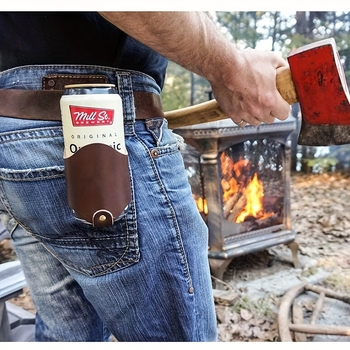 Piiriülene trendikas meeste PU-nahast õlleklamber õues seikluseks telkimiseks pikniku taljetopsi kate pop-purgi pudelikate