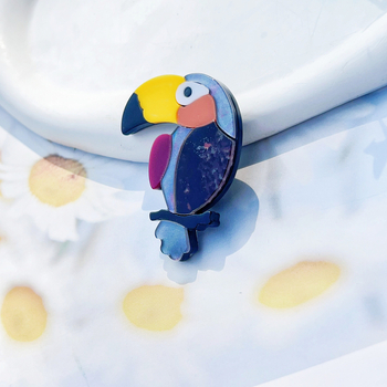 Tarpvalstybinė karšto pardavimo spalvota papūgos sagės segtukas rankomis siuvinėtas akrilinis papuošalų ženklelių krepšys aksesuarai didmeninė prekyba