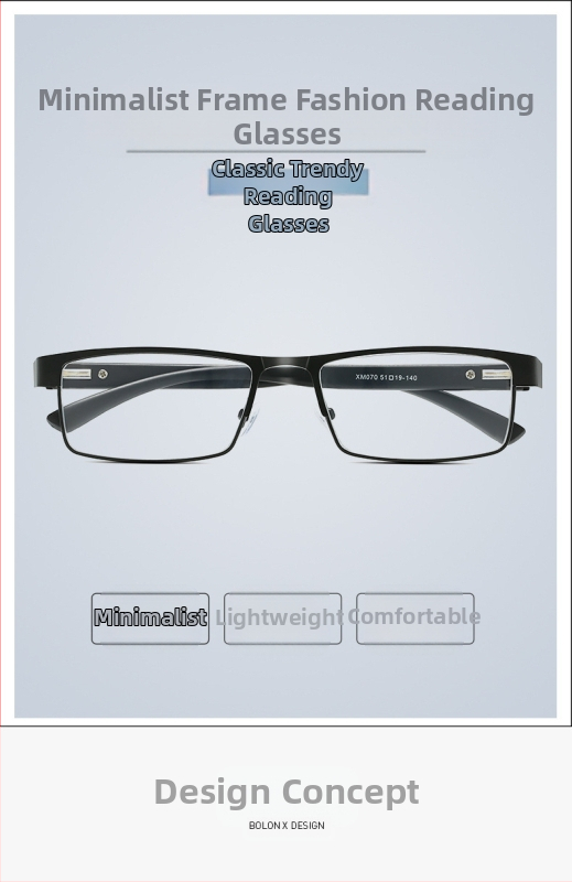 Нови очила за четене с анти-синя светлина, пълноформатни очила за възрастни хора, метални очила за четене, изящни очила за възрастни хора 070