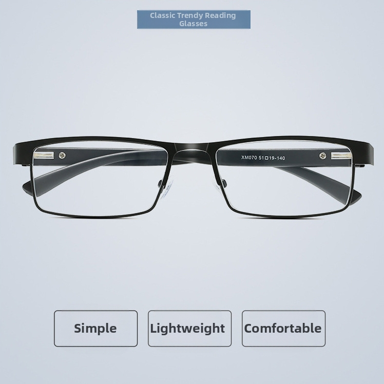 Új, kék fény elleni védelemmel ellátott, teljes keretes olvasószemüveg időseknek, fém olvasószemüveg, kiváló szemüveg időseknek 070