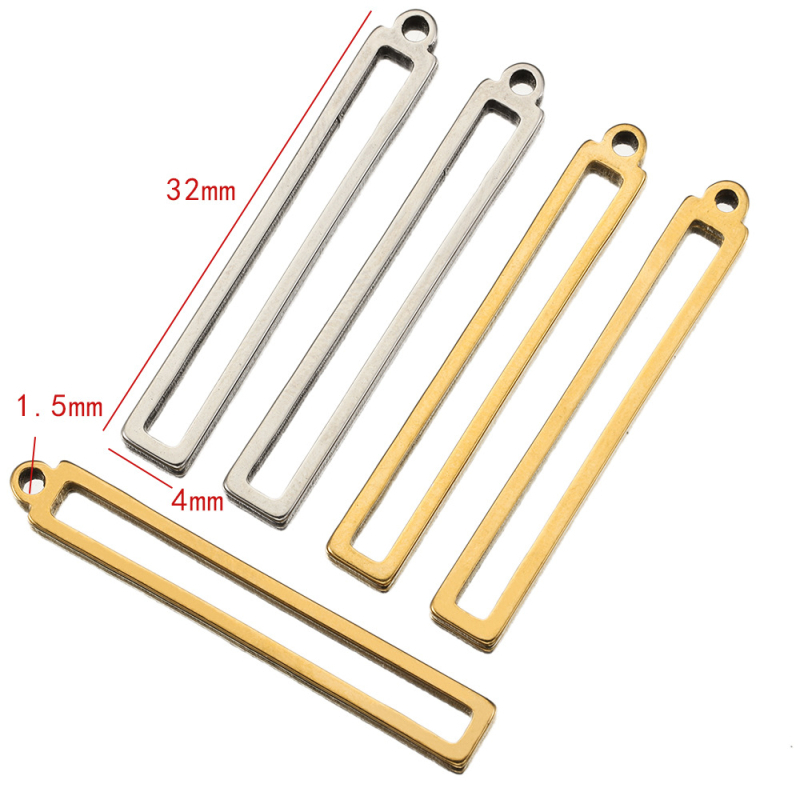 10 darab rozsdamentes acél négyzet alakú geometrikus medál karkötő nyaklánc fülbevaló barkács ékszer kiegészítők téglalap alakú keret nagykereskedelem