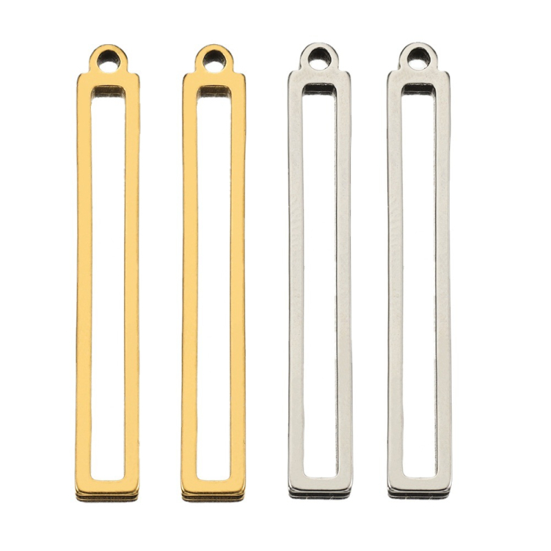 10 darab rozsdamentes acél négyzet alakú geometrikus medál karkötő nyaklánc fülbevaló barkács ékszer kiegészítők téglalap alakú keret nagykereskedelem