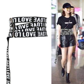 Fustă cu talie elastică, cu litere europene și americane, pentru femei, imprimată versatilă cu salopetă, costum la modă, curea elastică decorativă pentru talie