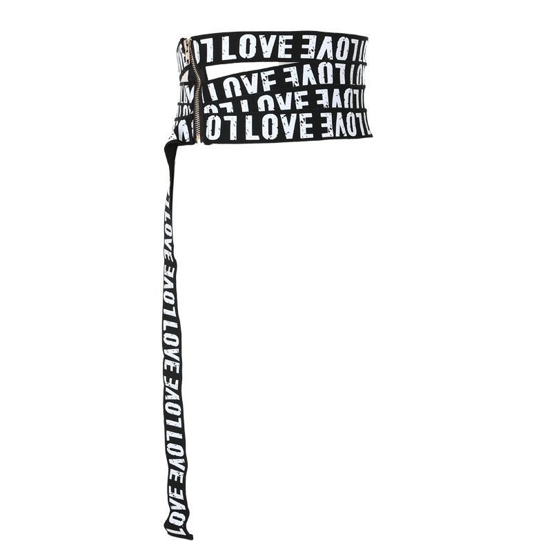 Fustă cu talie elastică, cu litere europene și americane, pentru femei, imprimată versatilă cu salopetă, costum la modă, curea elastică decorativă pentru talie