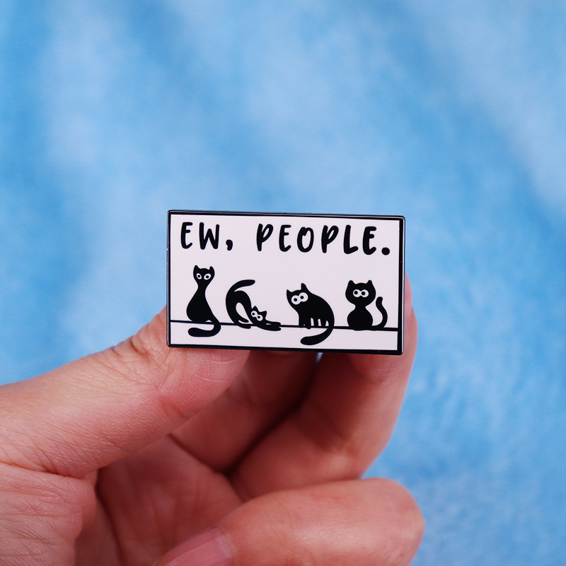 Ó, emberi macska bross Fekete Macska képregény jelvény vicces Miau tanítás ajándék kiegészítők