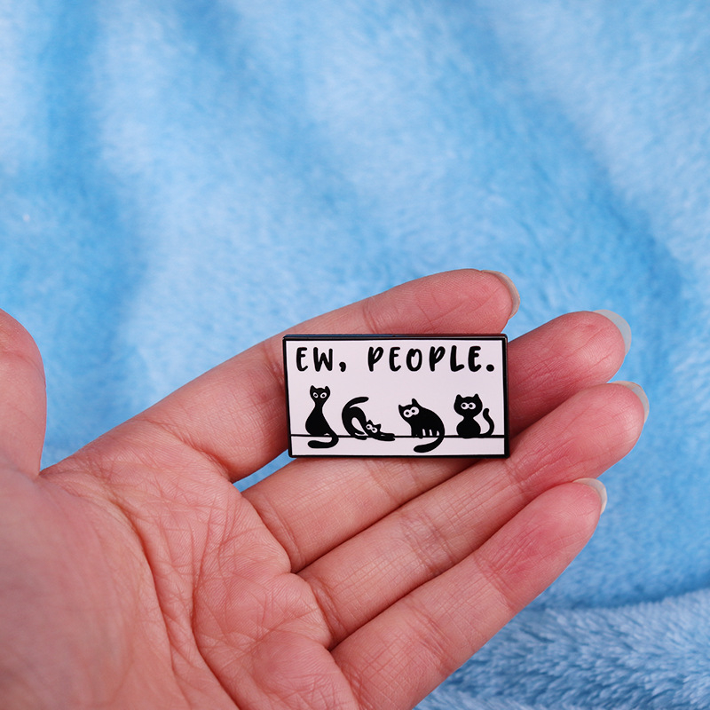 Ó, emberi macska bross Fekete Macska képregény jelvény vicces Miau tanítás ajándék kiegészítők