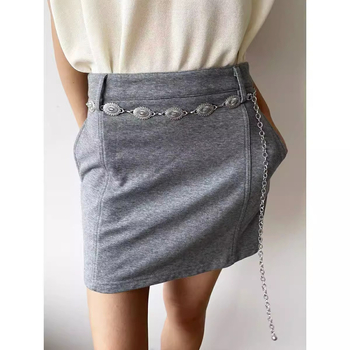 vintage etnikai stílusú faragott ősi ezüst lánc vintage fém deréklánc Spice Girl ruha nadrág dekoratív öv