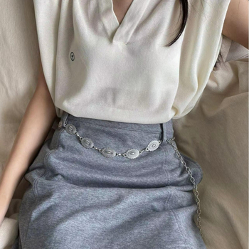 vintage etnikai stílusú faragott ősi ezüst lánc vintage fém deréklánc Spice Girl ruha nadrág dekoratív öv