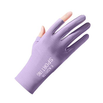 Suvised päikesekaitsega jääsiidist kindad naistele, õhukesed ultraviolettkindlad elastsed libisemiskindlad sõidukindad kahe sõrmega sõidukindad