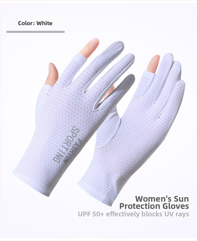 Suvised päikesekaitsega jääsiidist kindad naistele, õhukesed ultraviolettkindlad elastsed libisemiskindlad sõidukindad kahe sõrmega sõidukindad