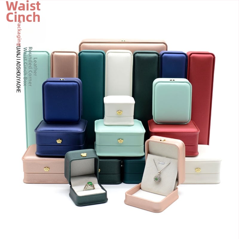 Kruna Pu prsten ogrlica privjesak narukvica kutija za nakit lagana luksuzna kožna poklon kutija za nakit u struku