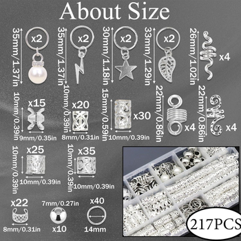 217 τεμάχια Amazon Explosions Κοσμήματα Πλεξούδα Φουρκέτα Αξεσουάρ Πλεξούδας Αξεσουάρ Μαλλιών Χάντρες Μεταλλική Κορδέλα Μαλλιών Δαχτυλίδι Μαλλιών Σετ Πλεξούδας Κουτί