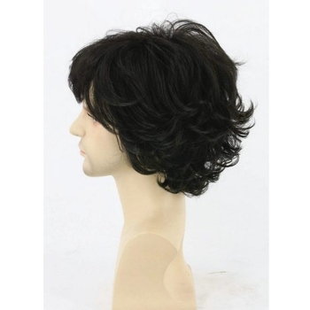 Euroopa ja Ameerika meeste lühikesed lokkis juuksed, kaldus tukk, lühikesed juuksed, tumepruunid mustad kohevad parukad hulgimüügist