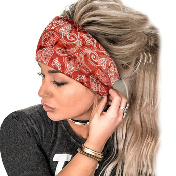 Eșarfă largă de catifea elastică cu imprimeu Amazon pentru păr cu flori de caju, îngroșată, în Europa și Statele Unite, pentru toamnă și iarnă