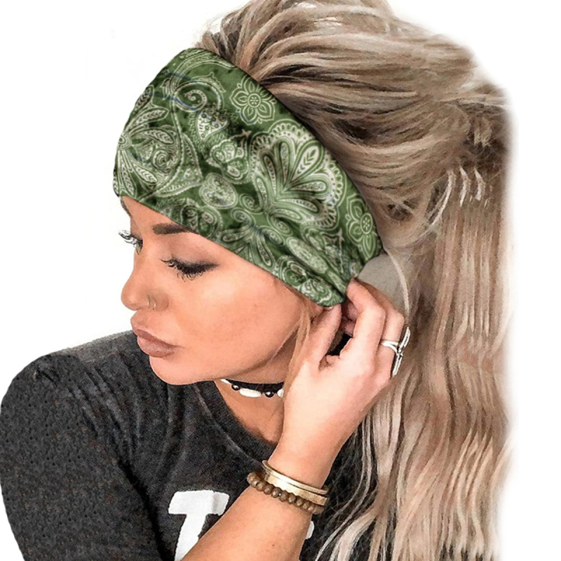 Eșarfă largă de catifea elastică cu imprimeu Amazon pentru păr cu flori de caju, îngroșată, în Europa și Statele Unite, pentru toamnă și iarnă