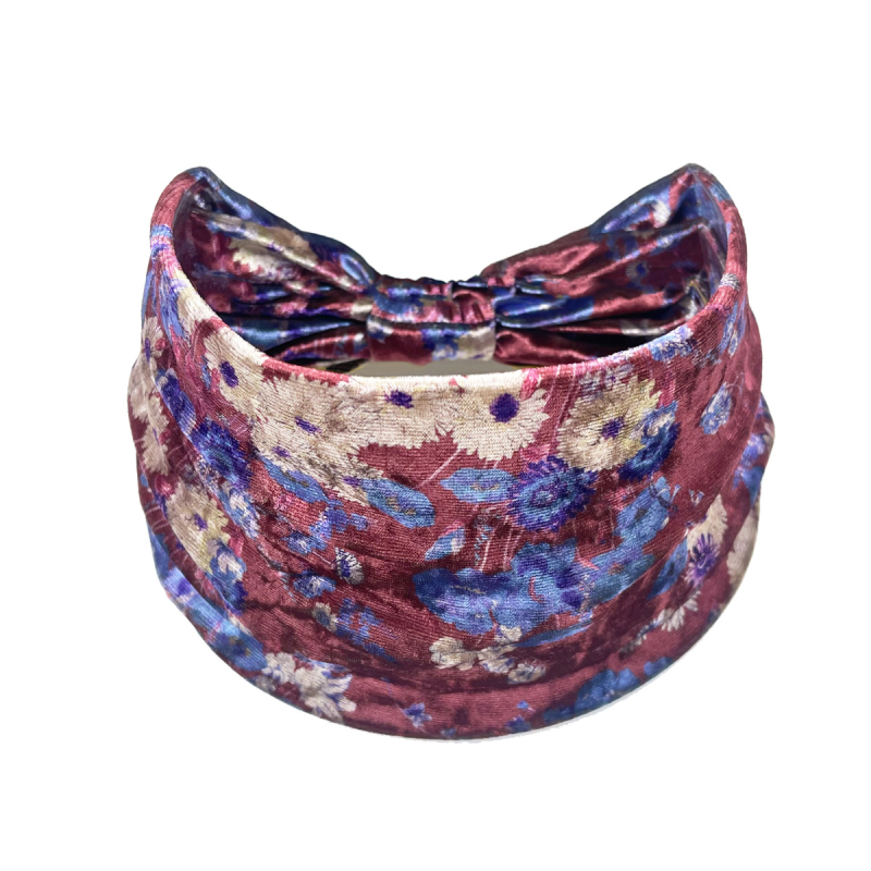 Eșarfă largă de catifea elastică cu imprimeu Amazon pentru păr cu flori de caju, îngroșată, în Europa și Statele Unite, pentru toamnă și iarnă