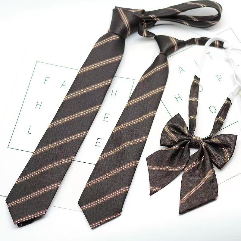 Kávé csíkos jk nyakkendő női Barbie néni festőlány japán egyetemi stílusú ingyenes csokornyakkendő nyomtatott barna nyakkendő