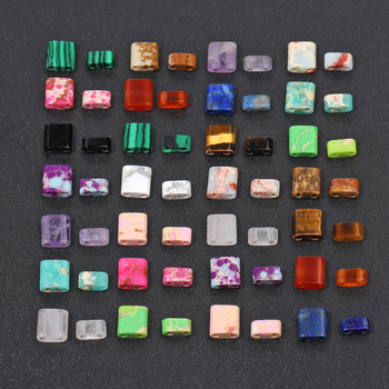 Természetes kőből készült dupla lyukú üveg rizsgyöngy nyaklánc, karkötő TILA gyöngyök DIY négyzet alakú laza gyöngyök kiegészítők anyag