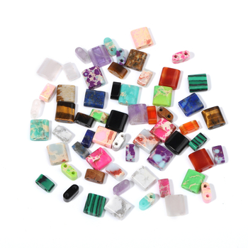 Φυσική πέτρα διπλής τρύπας γυάλινες χάντρες ρυζιού κολιέ βραχιόλι χάντρες TILA DIY τετράγωνες χαλαρές χάντρες αξεσουάρ υλικό