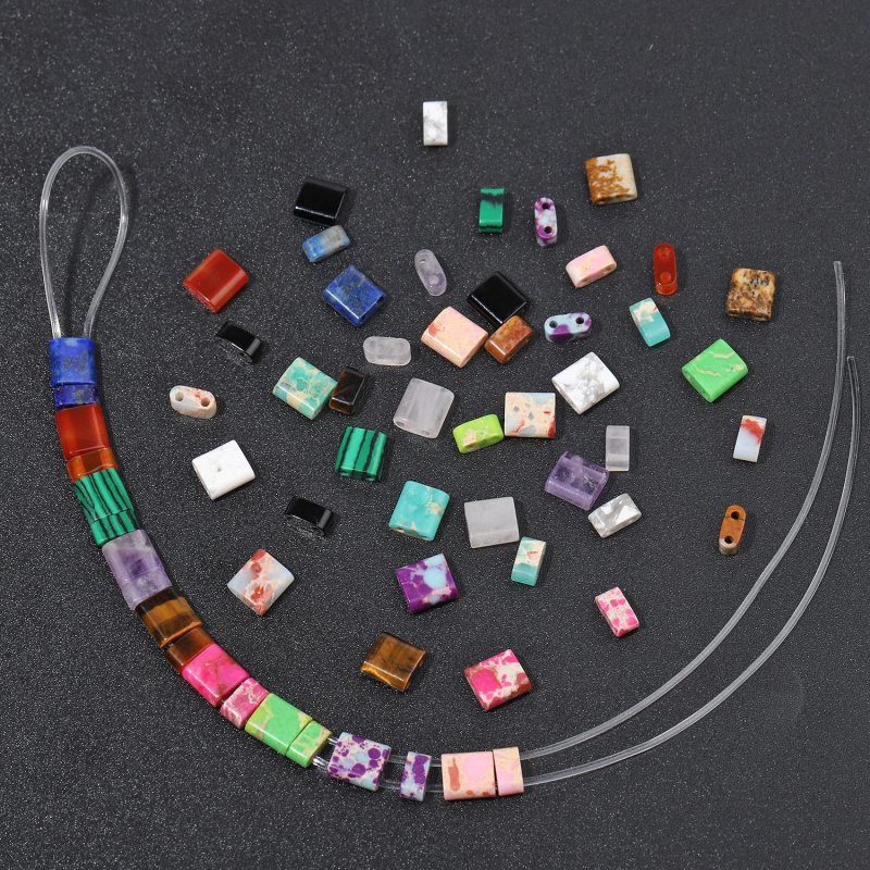 Természetes kőből készült dupla lyukú üveg rizsgyöngy nyaklánc, karkötő TILA gyöngyök DIY négyzet alakú laza gyöngyök kiegészítők anyag