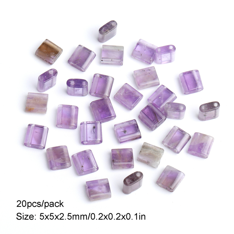 Természetes kőből készült dupla lyukú üveg rizsgyöngy nyaklánc, karkötő TILA gyöngyök DIY négyzet alakú laza gyöngyök kiegészítők anyag