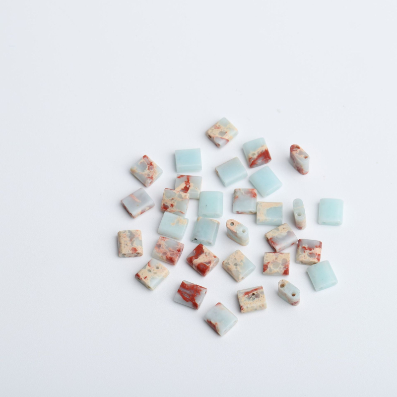 Természetes kőből készült dupla lyukú üveg rizsgyöngy nyaklánc, karkötő TILA gyöngyök DIY négyzet alakú laza gyöngyök kiegészítők anyag