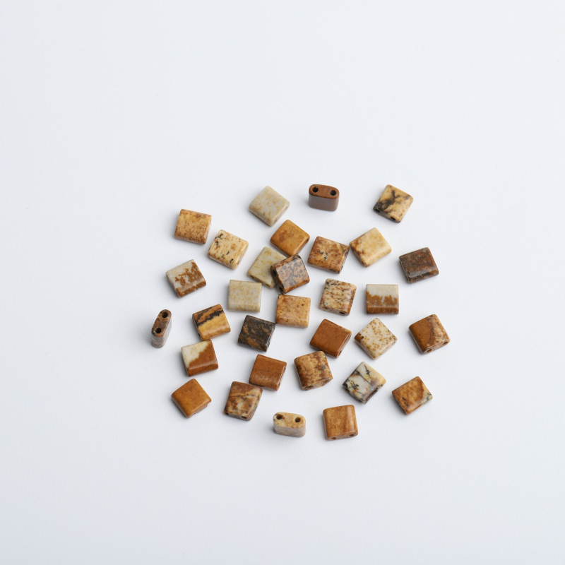 Természetes kőből készült dupla lyukú üveg rizsgyöngy nyaklánc, karkötő TILA gyöngyök DIY négyzet alakú laza gyöngyök kiegészítők anyag