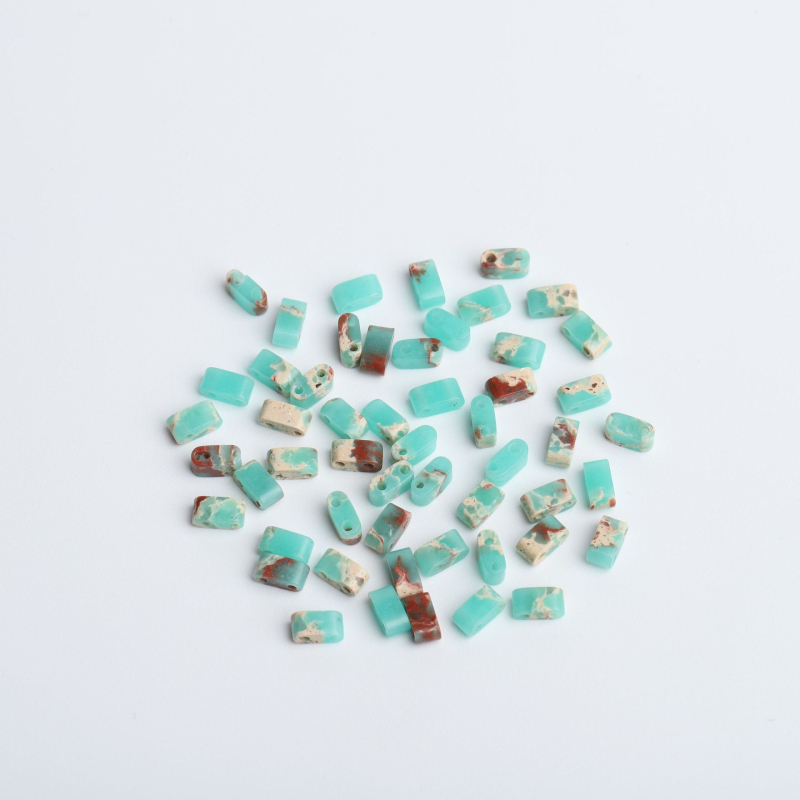 Természetes kőből készült dupla lyukú üveg rizsgyöngy nyaklánc, karkötő TILA gyöngyök DIY négyzet alakú laza gyöngyök kiegészítők anyag