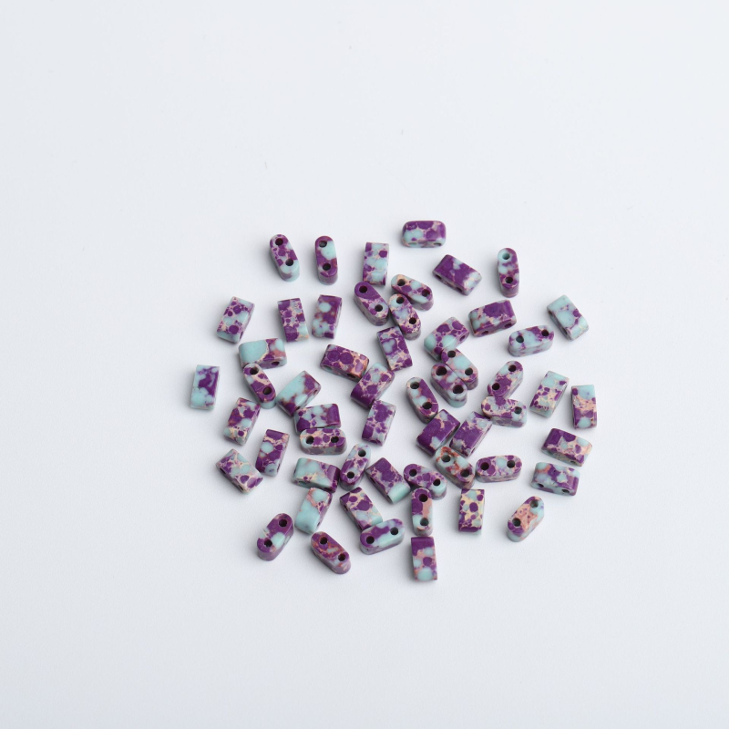 Természetes kőből készült dupla lyukú üveg rizsgyöngy nyaklánc, karkötő TILA gyöngyök DIY négyzet alakú laza gyöngyök kiegészítők anyag