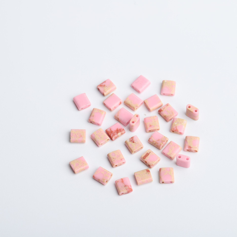 Természetes kőből készült dupla lyukú üveg rizsgyöngy nyaklánc, karkötő TILA gyöngyök DIY négyzet alakú laza gyöngyök kiegészítők anyag