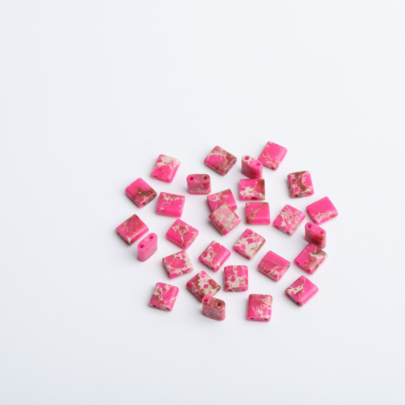 Természetes kőből készült dupla lyukú üveg rizsgyöngy nyaklánc, karkötő TILA gyöngyök DIY négyzet alakú laza gyöngyök kiegészítők anyag