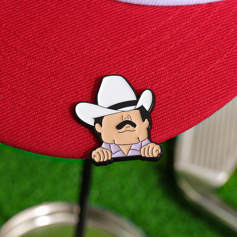 Külkereskedelem új rajzfilm kreatív karakter alakú golf fém sapka klip személyiség hordozható mágneses labda pozíciójelző