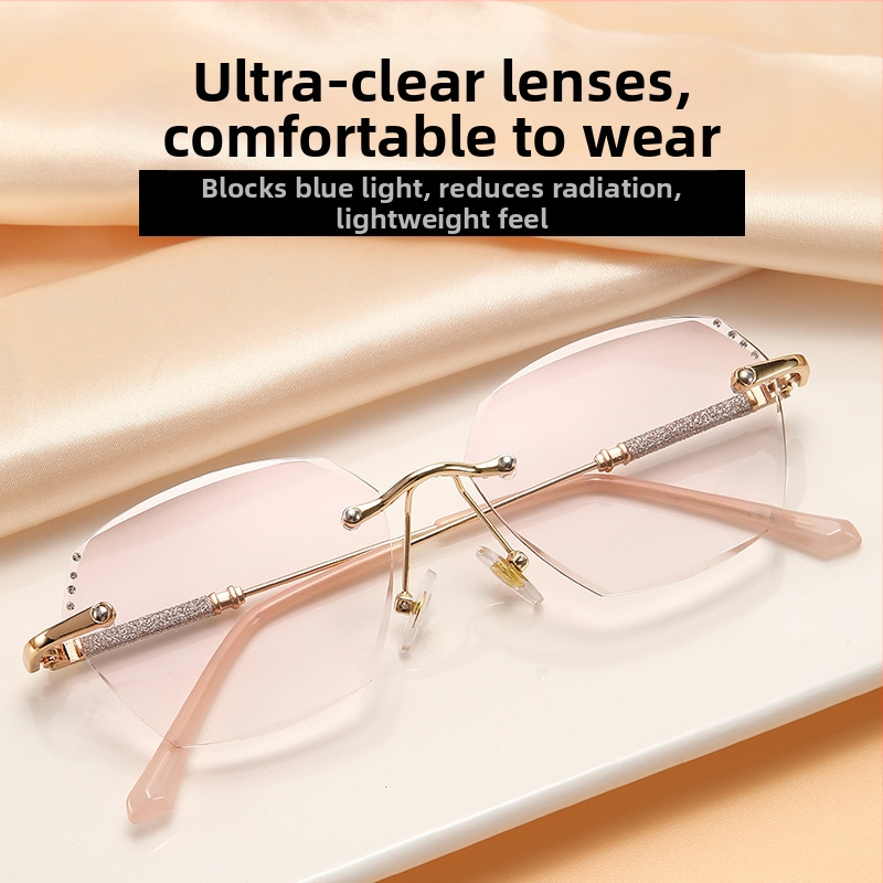 Tiktok нови диамантени фина светкавица пресбиопични очила, дамски елегантни модни градиентни пресбиопични очила, ултра леки пресбиопични очила против синя светлина